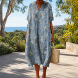 Figure-flattering spring dress with print