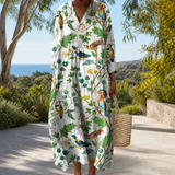 Figure-flattering spring dress with print
