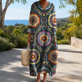 Figure-flattering spring dress with print