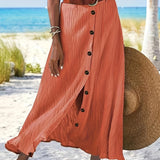 Long Semi-Transparent Skirt with Slit