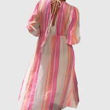 Christiane | Maxi Dress with Feather Motif Print and V-Neck