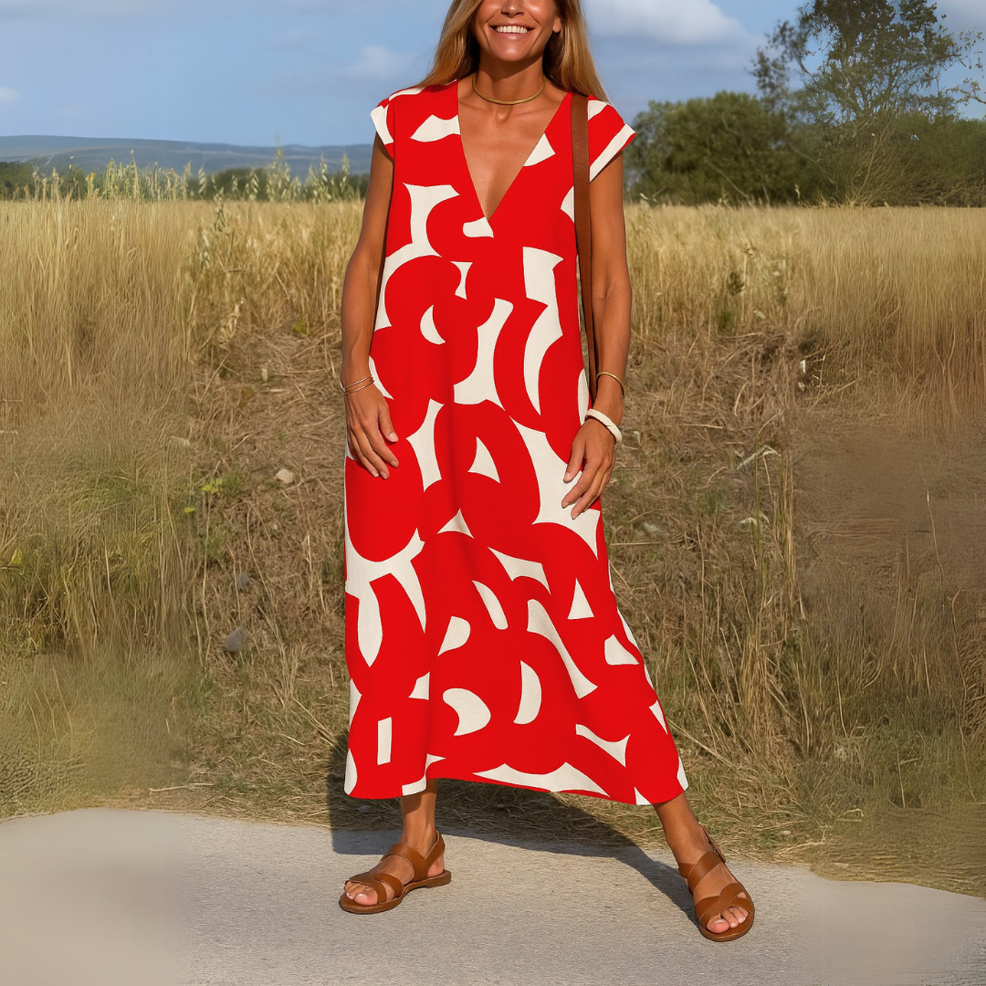 Magda - Flowing Dress with V-Neck