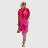 Christiane | Shirt Dress with Floral Print and Button Placket
