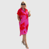Christiane | Shirt Dress with Floral Print and Button Placket