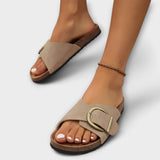 Margie - Women's Cork Mules with Buckle Strap Design