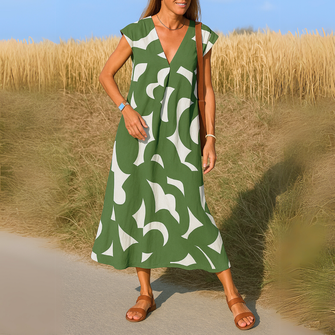 Magda - Flowing Dress with V-Neck