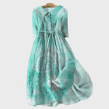Turquoise Dress with Turtle Pattern