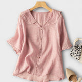 Bethli™ | Linen Shirt with Peter Pan Collar