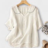 Bethli™ | Linen Shirt with Peter Pan Collar