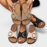 Margie - Women's Cork Mules with Buckle Strap Design