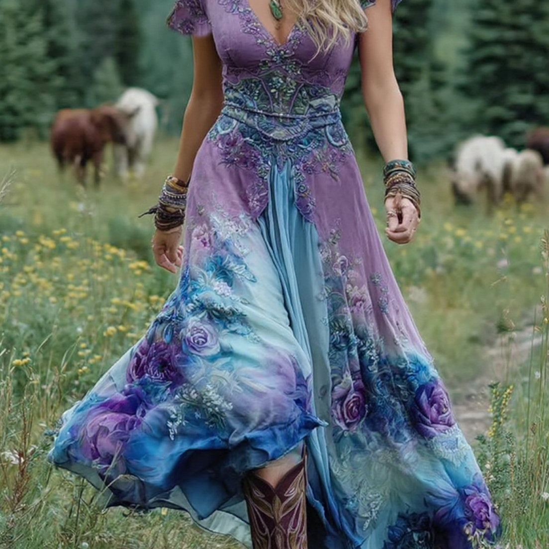 Serena - Short Floral Maxi Dress
