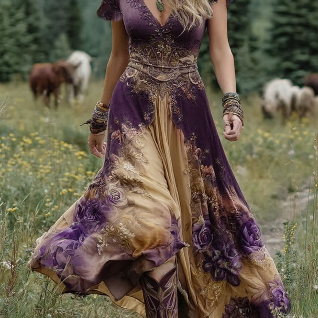 Serena - Short Floral Maxi Dress