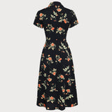 Glória - Black Floral Midi Dress