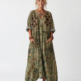 Aleta | Oversized Midi Dress with Button Placket and Pockets