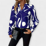 Edith - Elegant Long-Sleeved Blouse with Pointed Neckline