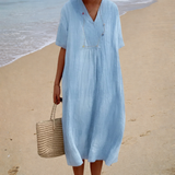 Renate | Midi Summer Dress with V-Neck and Loose Fit