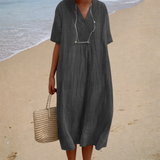 Renate | Midi Summer Dress with V-Neck and Loose Fit