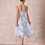 Renata - Floral Blue Midi Dress