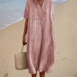 Renate | Midi Summer Dress with V-Neck and Loose Fit