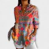 Anna - Women's Shirt with Floral Pattern and Long Sleeves