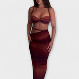 Jane - Chic Gradient Braid Crop Top & Overskirt Duo
