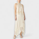 Kaia - Blouse with Lace Trim and Pleated Neckline in Set