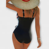 Fashionable elastic swimsuits with a cross detail at the front
