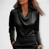 Meli - Shiny Blouse with Ruffled Collar