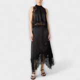 Kaia - Blouse with Lace Trim and Pleated Neckline in Set