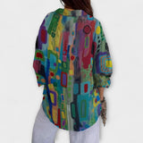 Line | Blouse with Abstract Art Print and Shirt Collar