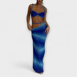 Jane - Chic Gradient Braid Crop Top & Overskirt Duo