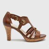 Carla™ | Leather Strappy Cork-Heel Orthopaedic Heels