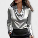 Meli - Shiny Blouse with Ruffled Collar