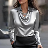 Inês - Luxurious Satin Blouse with Soft Neckline