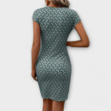 Emma - Short-Sleeved Tulip Dress with Allover Print