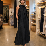 Helene | Sleeveless Linen Maxi Dress with Ruffles