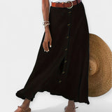 Long Semi-Transparent Skirt with Slit