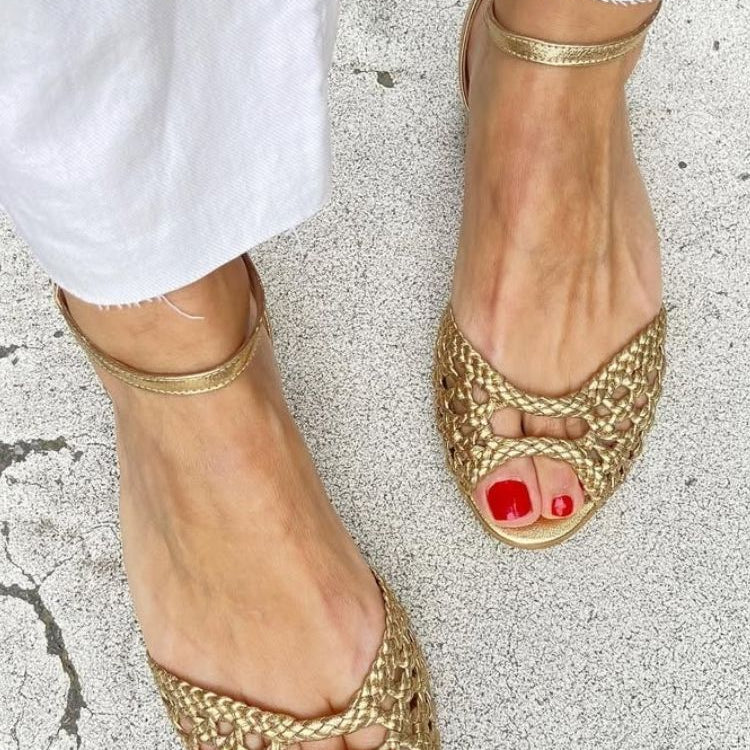Isadora™ | Woven Golden Sandals
