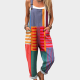 Romy™ | Overalls with Colorful Stripe Patchwork