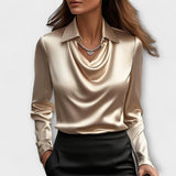 Meli - Shiny Blouse with Ruffled Collar