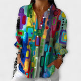 Line | Blouse with Abstract Art Print and Shirt Collar