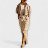 Lyra - Elegant Jacket Midi Skirt with Pockets