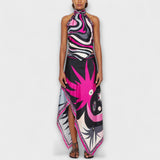 Everly - Set of Halter Neck Top and Asymmetrical Midi Skirt