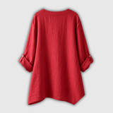 Rosmarie™ | Linen Blouse with V-Neck and Button Placket