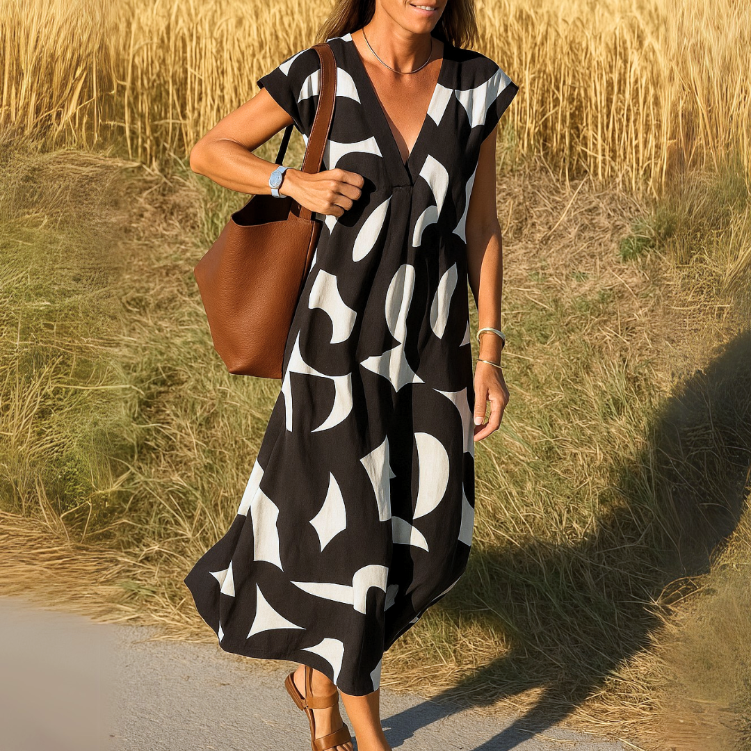 Magda - Flowing Dress with V-Neck