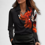 Meli - Shiny Blouse with Ruffled Collar