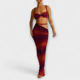 Jane - Chic Gradient Braid Crop Top & Overskirt Duo