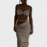 Jane - Chic Gradient Braid Crop Top & Overskirt Duo