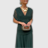 Florendra | Long Floral V-Neck Dress