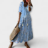 Anna | Flowing Summer Dress with Floral Print and V-Neck